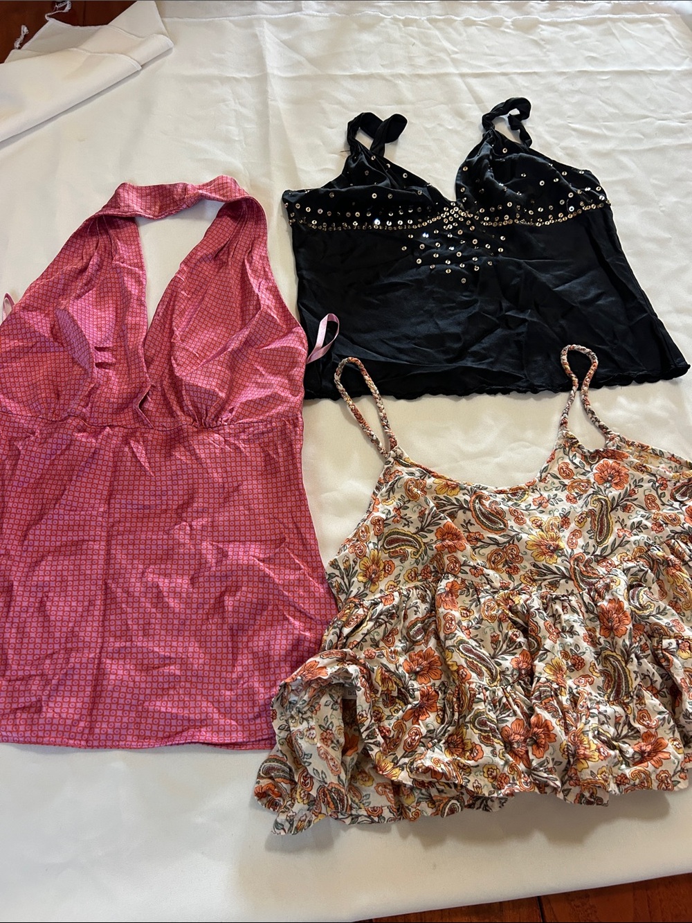 Express Pink Halter Camisole with Geometric Print Bundle of 3